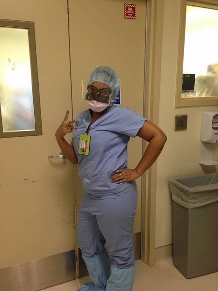 Tiffany Montgomery, PhD, wearing PPE at work